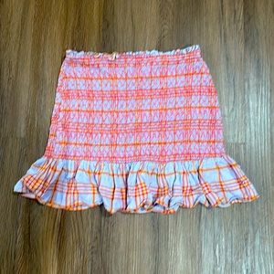 Urban Outfitters Pastel Purple Rosemary Plaid Smocked Plaid Mini Skirt S…